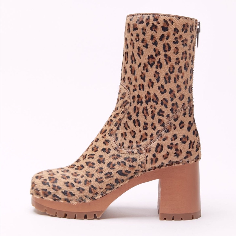 NIB SWEDISH HASBEENS 90's Boots in Leopard ponyhair UK4 EU37 US7 $420